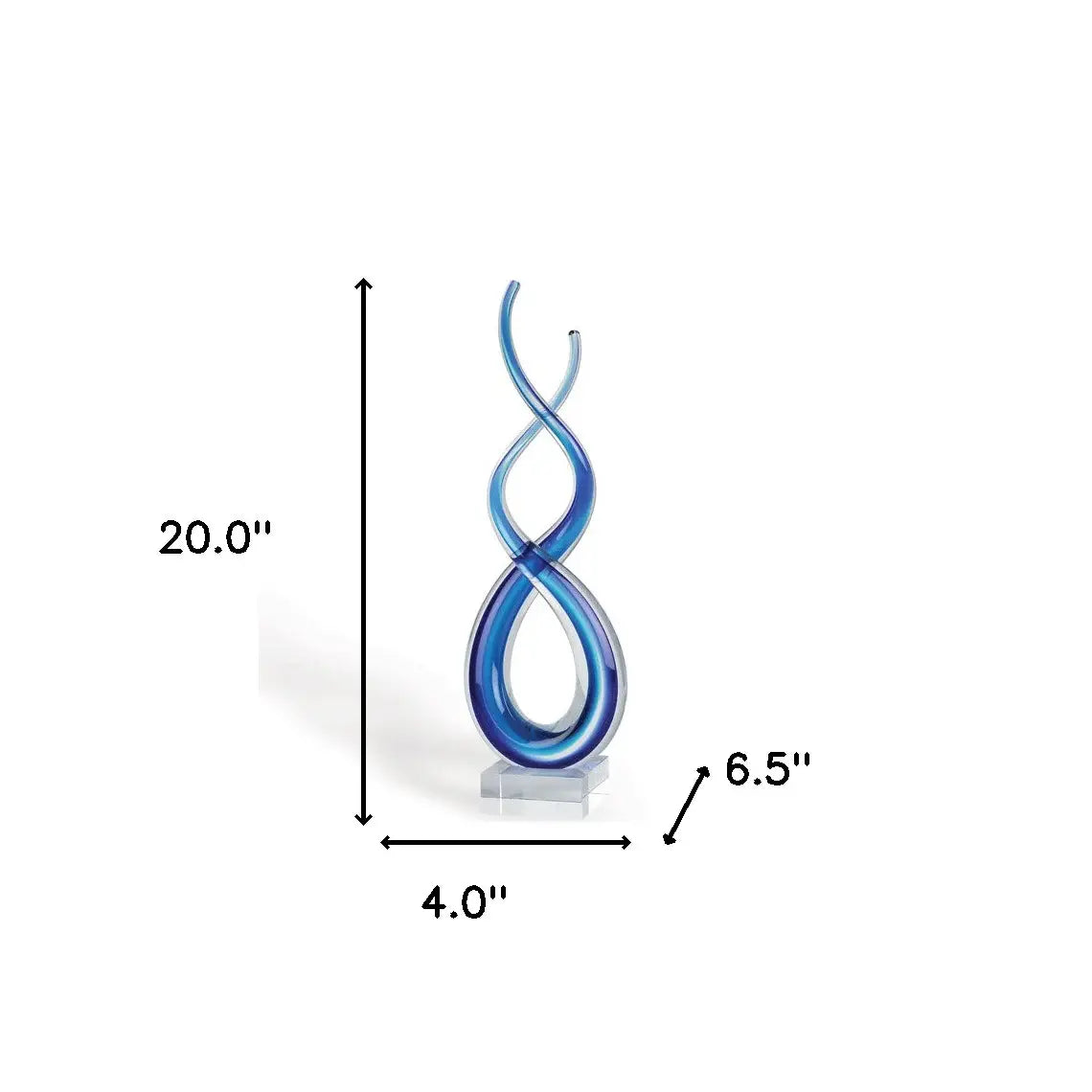 20" Clear and Blue Murano Glass Modern Abstract Tabletop Sculpture - Homeroots - Flyclothing LLC