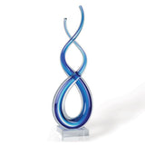 20" Clear and Blue Murano Glass Modern Abstract Tabletop Sculpture - Homeroots