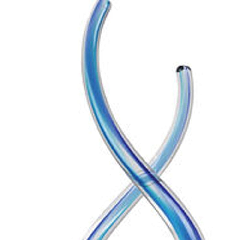 20" Clear and Blue Murano Glass Modern Abstract Tabletop Sculpture - Homeroots - Flyclothing LLC