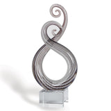 11" Clear and Brown Murano Glass Modern Abstract Tabletop Sculpture - Homeroots - Flyclothing LLC