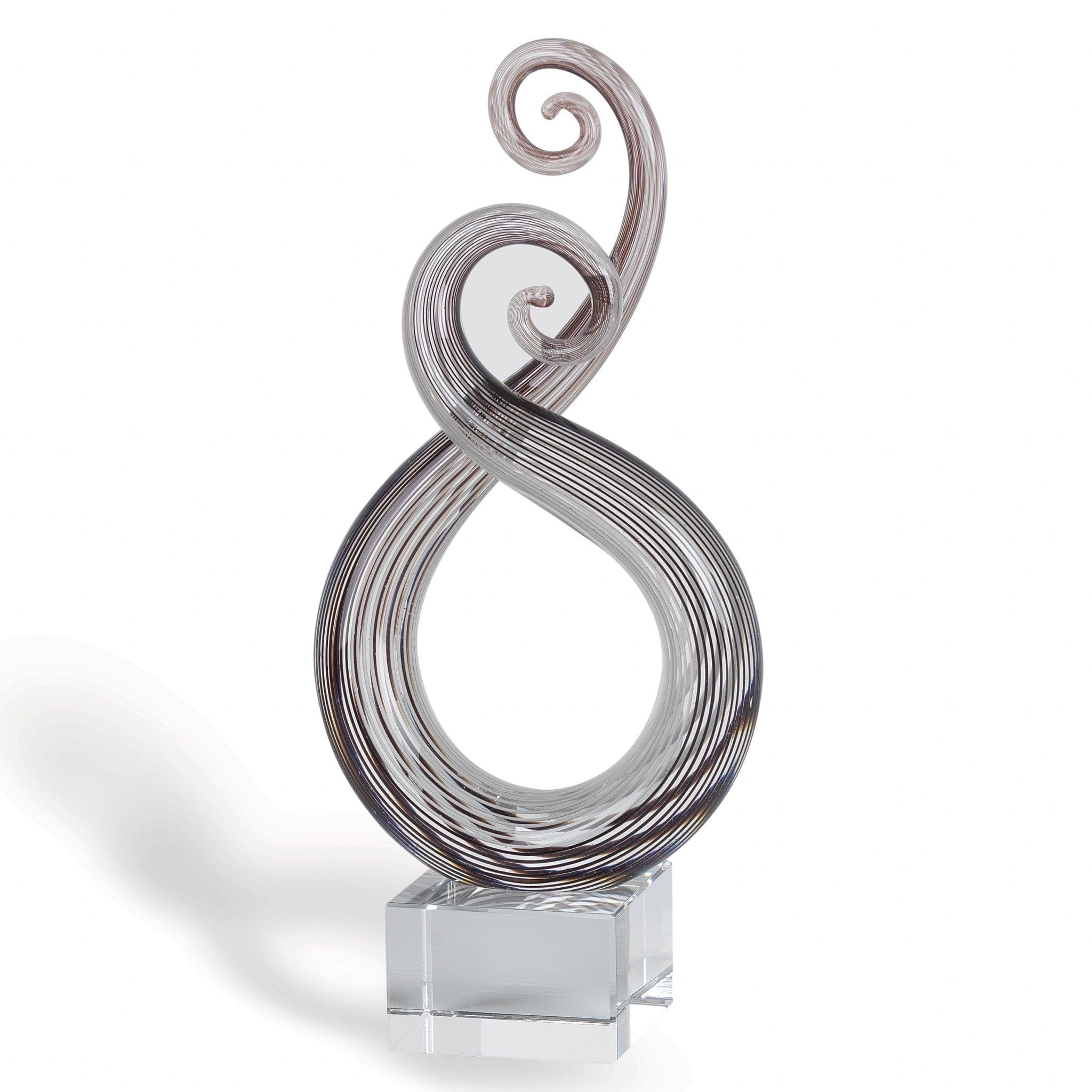 11" Clear and Brown Murano Glass Modern Abstract Tabletop Sculpture - Homeroots - Flyclothing LLC