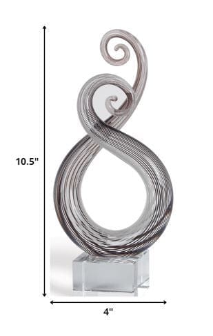 11" Clear and Brown Murano Glass Modern Abstract Tabletop Sculpture - Homeroots - Flyclothing LLC