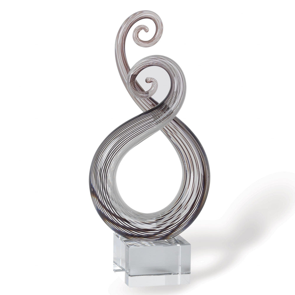 11" Clear and Brown Murano Glass Modern Abstract Tabletop Sculpture - Homeroots - Flyclothing LLC