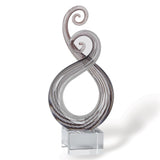 11" Clear and Brown Murano Glass Modern Abstract Tabletop Sculpture - Homeroots
