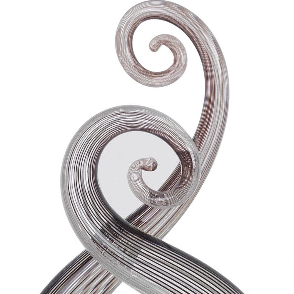 11" Clear and Brown Murano Glass Modern Abstract Tabletop Sculpture - Homeroots - Flyclothing LLC