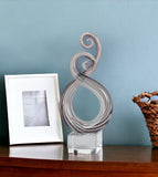 11" Clear and Brown Murano Glass Modern Abstract Tabletop Sculpture - Homeroots