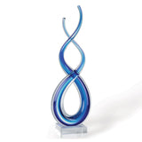 14" Clear and Blue Murano Glass Modern Abstract Tabletop Sculpture - Homeroots - Flyclothing LLC