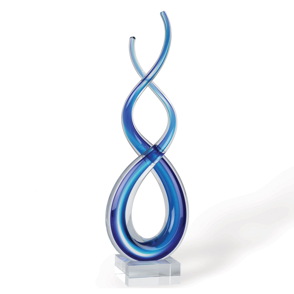 11" Clear and Blue Murano Glass Modern Abstract Tabletop Sculpture - Homeroots - Flyclothing LLC
