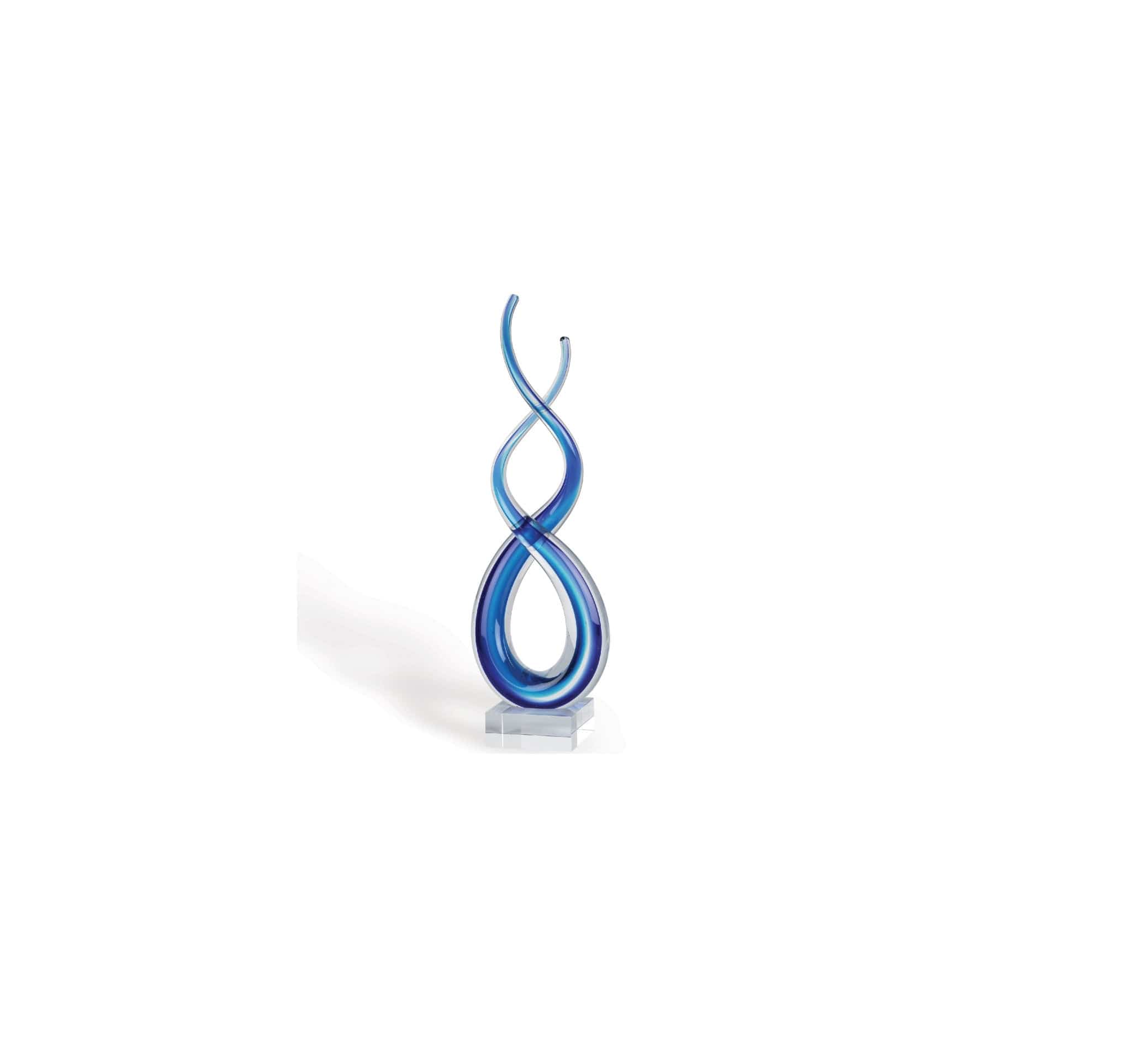 11" Clear and Blue Murano Glass Modern Abstract Tabletop Sculpture - Homeroots - Flyclothing LLC