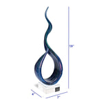 19" Blue and Green Murano Glass Modern Abstract Tabletop Sculpture - Homeroots