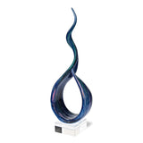 19" Blue and Green Murano Glass Modern Abstract Tabletop Sculpture - Homeroots