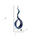 19" Blue and Green Murano Glass Modern Abstract Tabletop Sculpture - Homeroots