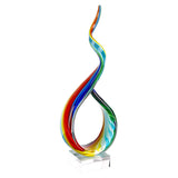 19" Rainbow Murano Glass Modern Abstract Tabletop Sculpture - Homeroots