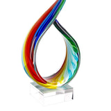 19" Rainbow Murano Glass Modern Abstract Tabletop Sculpture - Homeroots