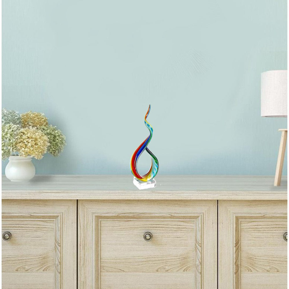 19" Rainbow Murano Glass Modern Abstract Tabletop Sculpture - Homeroots