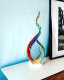 19" Rainbow Murano Glass Modern Abstract Tabletop Sculpture - Homeroots