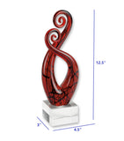 13" Clear Burgundy and Black Murano Glass Modern Abstract Tabletop Sculpture - Homeroots