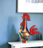 11" Red Murano Glass Rooster Figurine Tabletop Sculpture - Homeroots