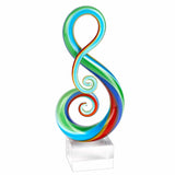 12" Clear and Rainbow Murano Glass Modern Abstract Tabletop Sculpture - Homeroots