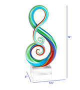12" Clear and Rainbow Murano Glass Modern Abstract Tabletop Sculpture - Homeroots - Flyclothing LLC
