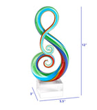 12" Clear and Rainbow Murano Glass Modern Abstract Tabletop Sculpture - Homeroots