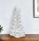 12" Mouth Blown Clear Glass Christmas Tree Sculpture - Homeroots