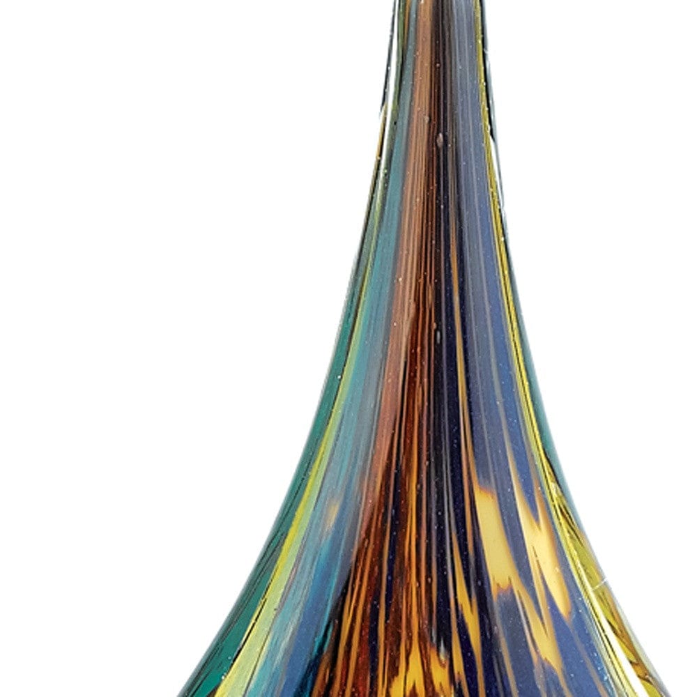12" Blue and Yellow Murano Glass Modern Abstract Tabletop Sculpture - Homeroots