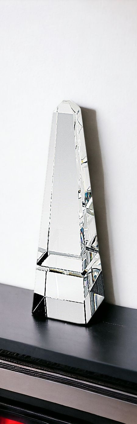 11" Clear Crystal Obelisk Statue - Homeroots