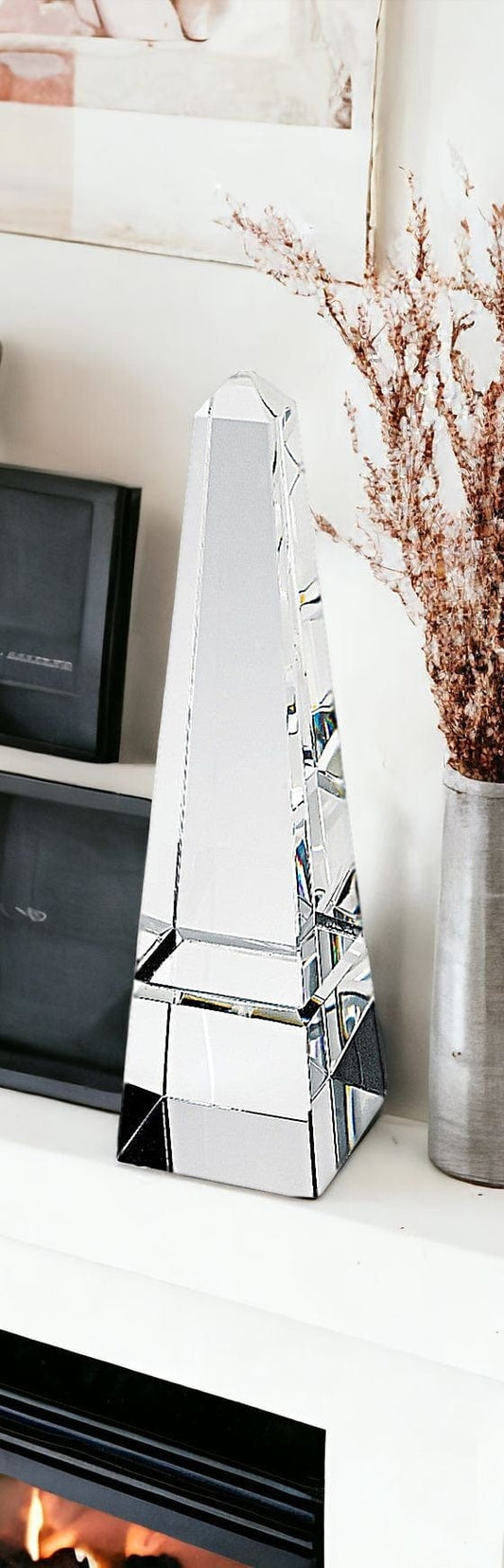 12" Clear Crystal Obelisk Statue - Homeroots