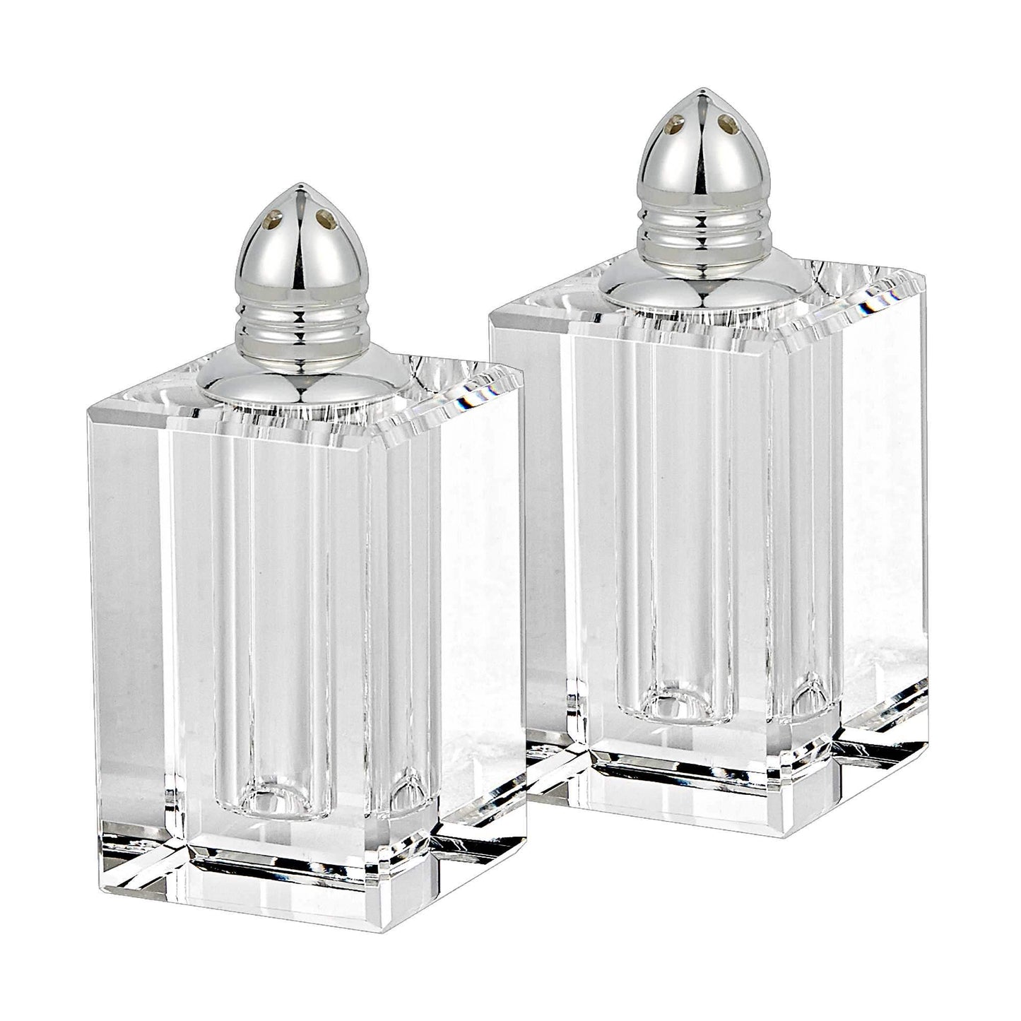 Handcrafted Optical Crystal And Silver Large Size Salt And Pepper Shakers - Homeroots - Flyclothing LLC