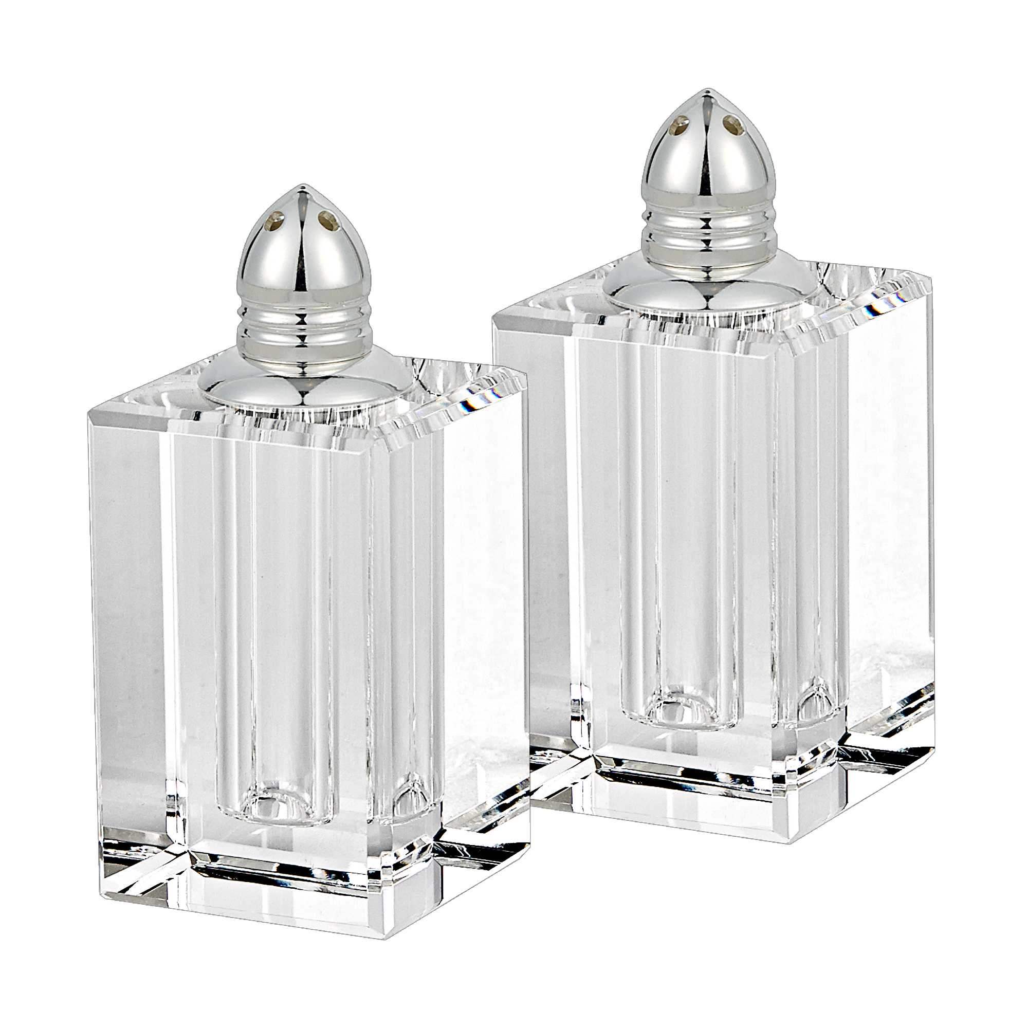 Handcrafted Optical Crystal And Silver Large Size Salt And Pepper Shakers - Homeroots - Flyclothing LLC