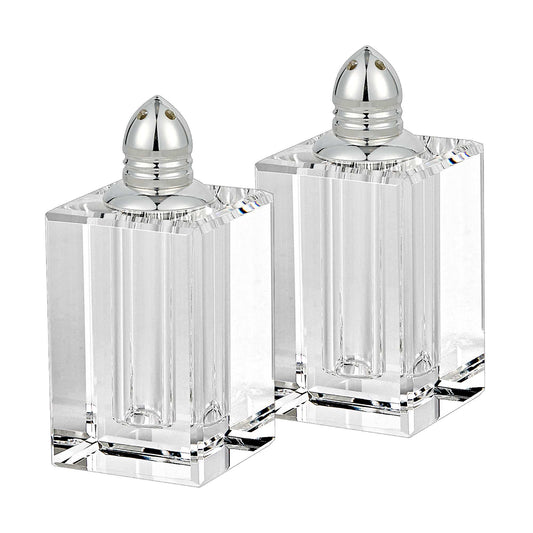 Handcrafted Optical Crystal And Silver Large Size Salt And Pepper Shakers - Homeroots - Flyclothing LLC