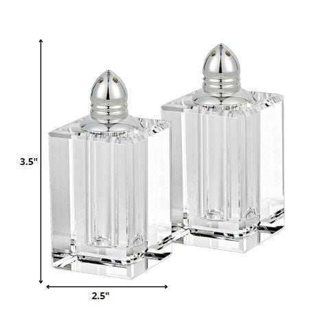 Handcrafted Optical Crystal And Silver Large Size Salt And Pepper Shakers - Homeroots - Flyclothing LLC