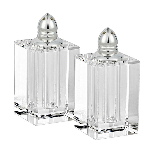 Handcrafted Optical Crystal And Silver Large Size Salt And Pepper Shakers - Homeroots - Flyclothing LLC