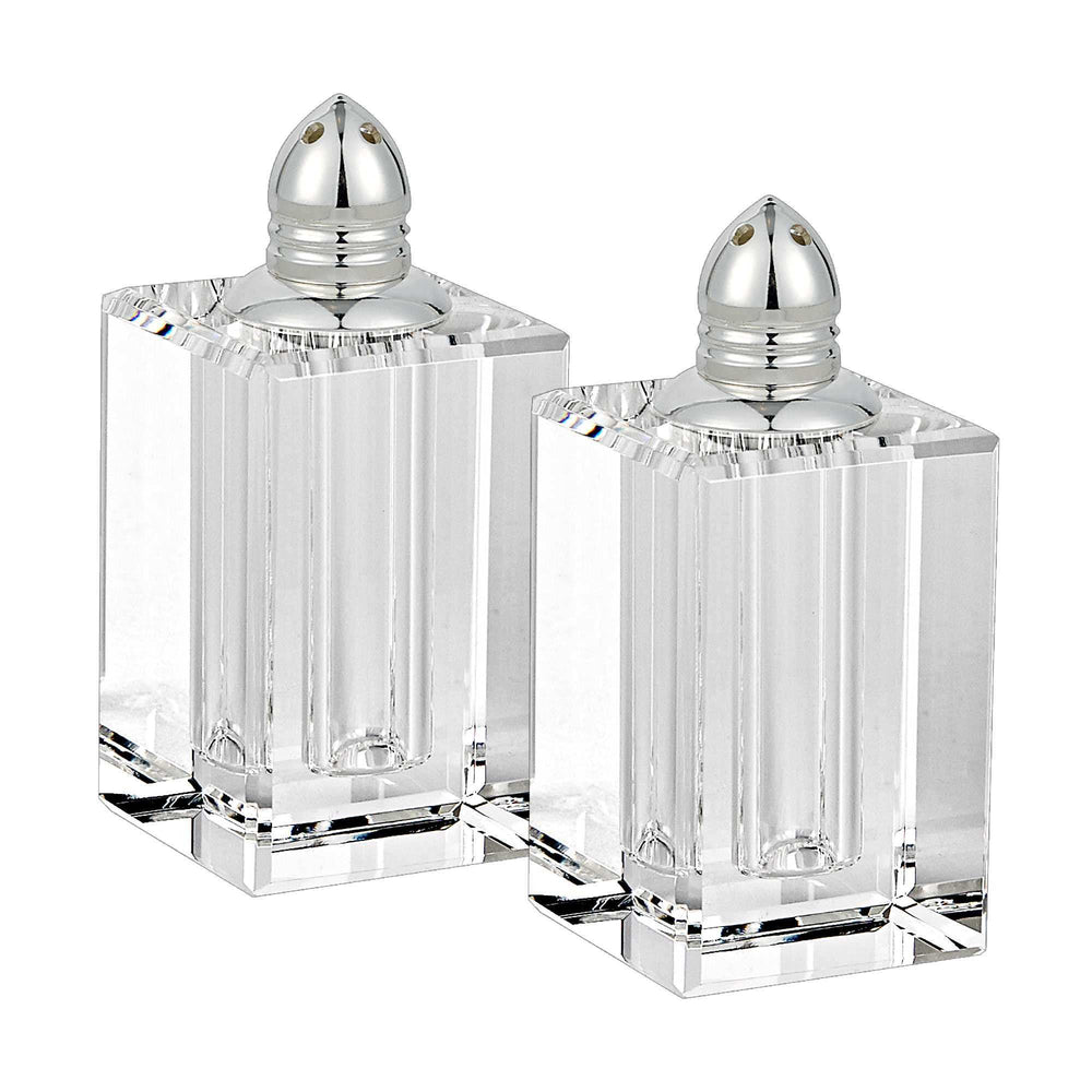 Handcrafted Optical Crystal And Silver Large Size Salt And Pepper Shakers - Homeroots - Flyclothing LLC