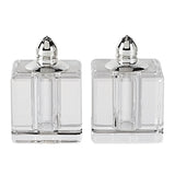 Handcrafted Optical Crystal And Silver Square Size Salt And Pepper Shakers - Homeroots