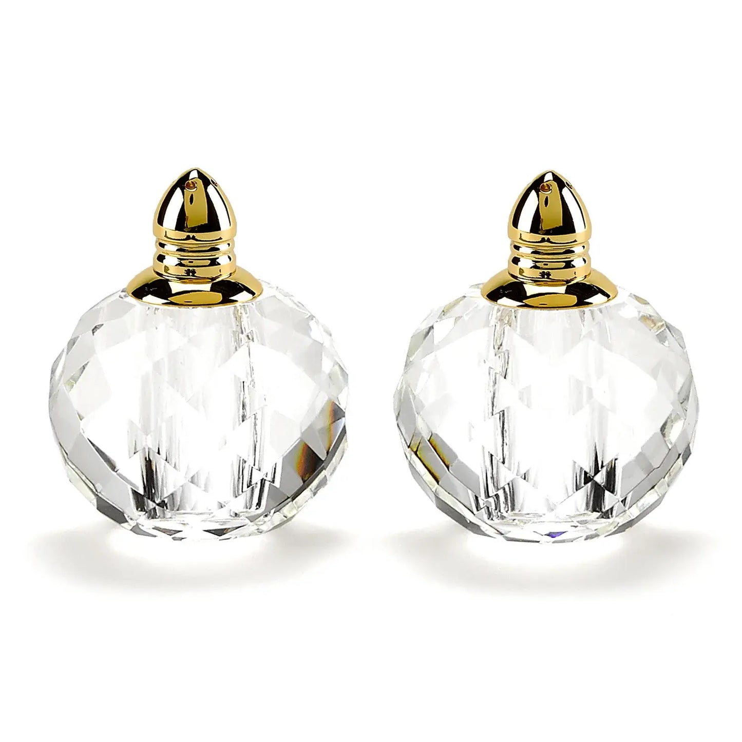Handcrafted Optical Crystal And Gold Rounded Salt And Pepper Shakers - Homeroots - Flyclothing LLC