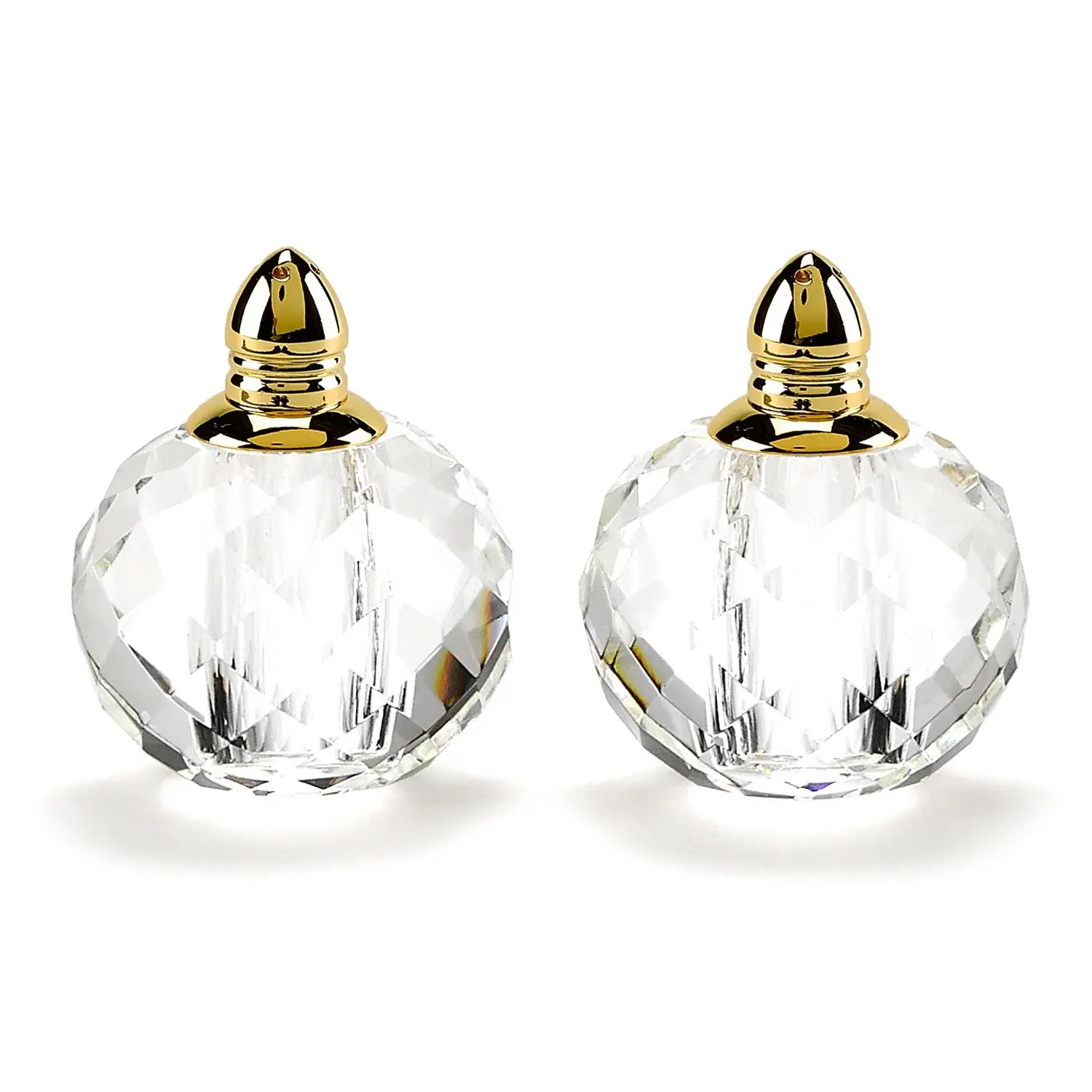 Handcrafted Optical Crystal And Gold Rounded Salt And Pepper Shakers - Homeroots - Flyclothing LLC