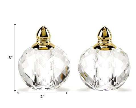 Handcrafted Optical Crystal And Gold Rounded Salt And Pepper Shakers - Homeroots - Flyclothing LLC