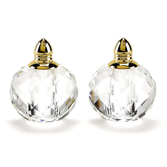 Handcrafted Optical Crystal And Gold Rounded Salt And Pepper Shakers - Homeroots - Flyclothing LLC