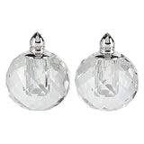 Handcrafted Optical Crystal And Silver Rounded Salt And Pepper Shakers - Homeroots