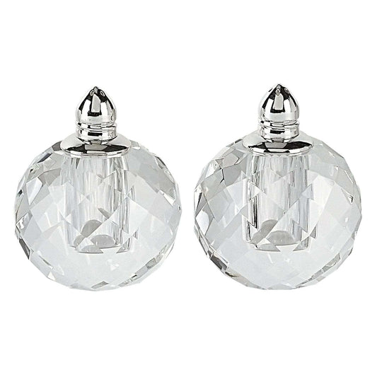 Handcrafted Optical Crystal And Silver Rounded Salt And Pepper Shakers - Homeroots - Flyclothing LLC
