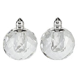 Handcrafted Optical Crystal And Silver Rounded Salt And Pepper Shakers - Homeroots