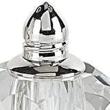 Handcrafted Optical Crystal And Silver Rounded Salt And Pepper Shakers - Homeroots