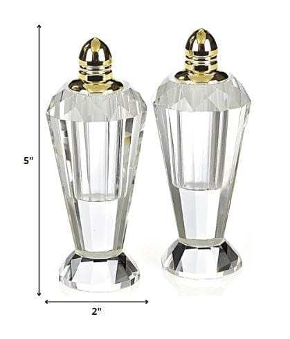 Handcrafted Optical Crystal And Gold Pair Of Salt And Pepper Shakers - Homeroots - Flyclothing LLC
