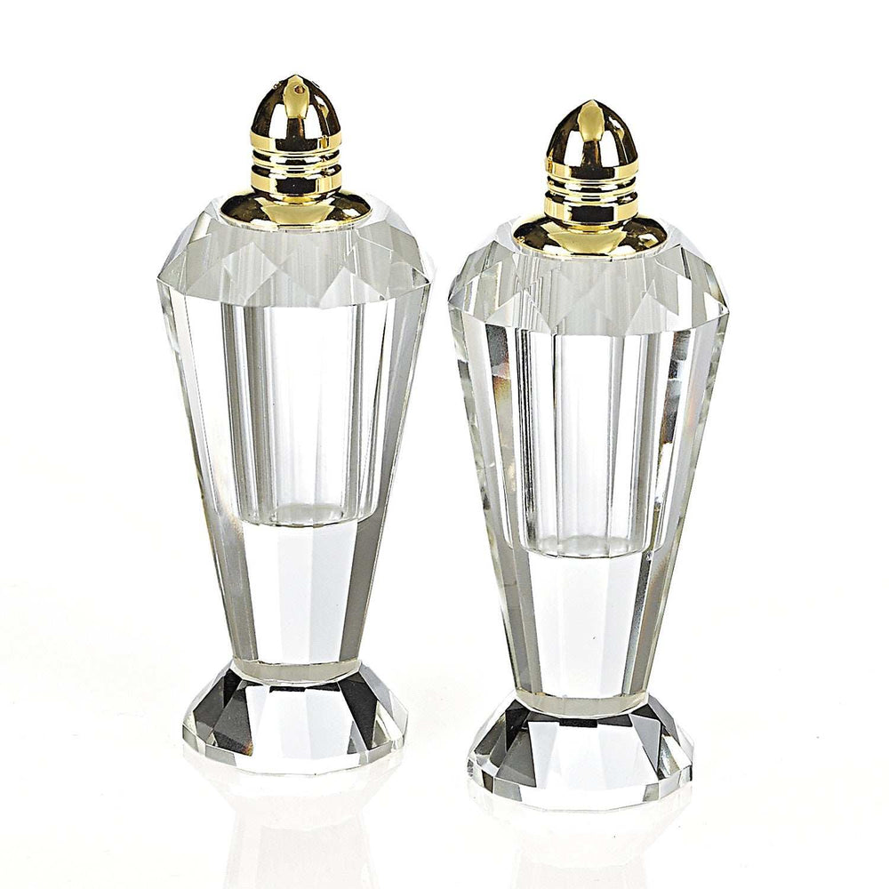 Handcrafted Optical Crystal And Gold Pair Of Salt And Pepper Shakers - Homeroots - Flyclothing LLC