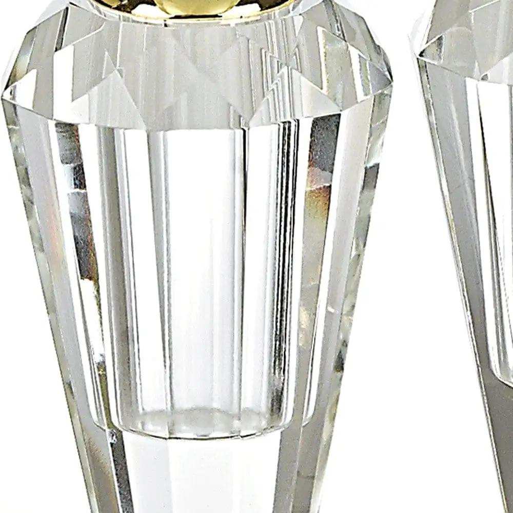 Handcrafted Optical Crystal And Gold Pair Of Salt And Pepper Shakers - Homeroots - Flyclothing LLC