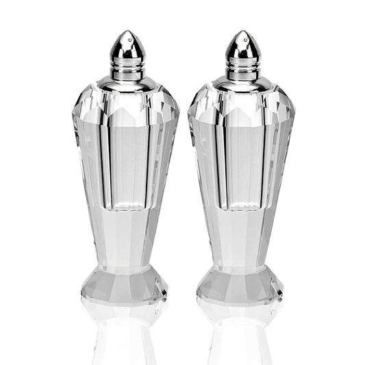 Handcrafted Optical Crystal And Silver Pair Of Salt And Pepper Shakers - Homeroots - Flyclothing LLC