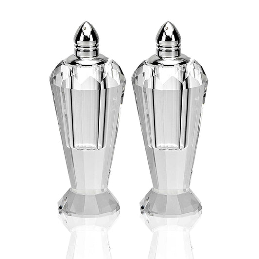 Handcrafted Optical Crystal And Silver Pair Of Salt And Pepper Shakers - Homeroots - Flyclothing LLC