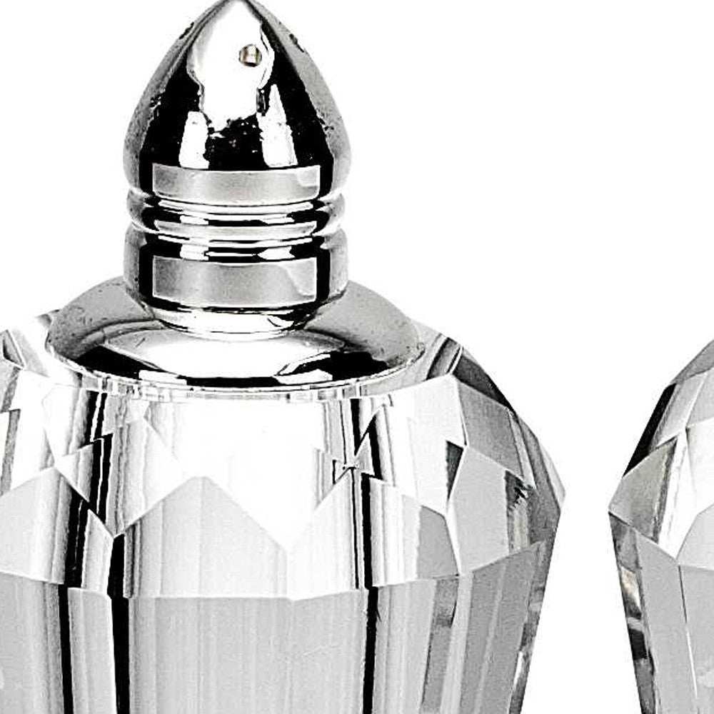 Handcrafted Optical Crystal And Silver Pair Of Salt And Pepper Shakers - Homeroots - Flyclothing LLC